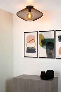 Lucide Mesh plafondlamp 45cm 1x E27 zwart