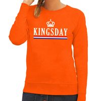 Oranje Kingsday met Hollandse vlag sweater voor dames - thumbnail