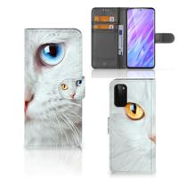 Samsung Galaxy S20 | Telefoonhoesje | Met pasjeshouder | Witte Kat
