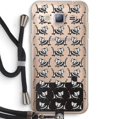 Zwarte poes: Samsung Galaxy J3 (2016) Transparant Hoesje met koord