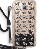 Zwarte poes: Samsung Galaxy J3 (2016) Transparant Hoesje met koord