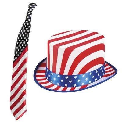 USA/Amerika verkleed thema set hoed en stropdas volwassenen