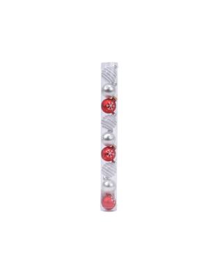 9 Glazen kerstballen 3 cm mix winter wit kerstrood - Decoris