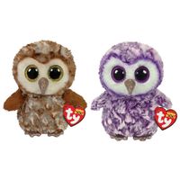 Ty - Knuffel - Beanie Boo's - Percy Owl & Moonlight Owl - thumbnail
