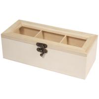 Theedoos - blanco - 22 cm - hout - houten kistje versieren - hobby/knutsel