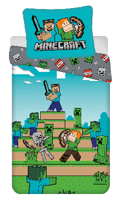 Minecraft Dekbedovertrek groen - 140 x 200 cm - Katoen Minecraft Dekbedovertrek groen - 140 x 200 cm - Katoen