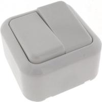Wandcontactdoos met wisselschakelaar - opbouw - wit - 61 x 61 x 35 mm - WCD