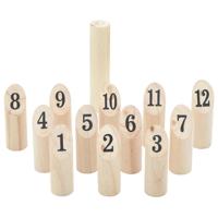 VidaXL 13-delige nummerkubb spelset met draagtas massief grenenhout