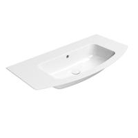 Gebogen Keramiek Wastafel Geslepen Onderkant Zonder Kraan Gat Sapho Pura 102x52 cm Wit ExtraGlaze