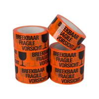 Pp acryl tape low noise 'breekbaar fragile vorsicht' 32 micron 50 mm x 66 meter | 6 stuks