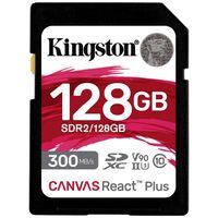 Kingston Technology 128GB Canvas React Plus SDHC UHS-II 300R/260W U3 V90 voor Full HD/4K/8K - thumbnail