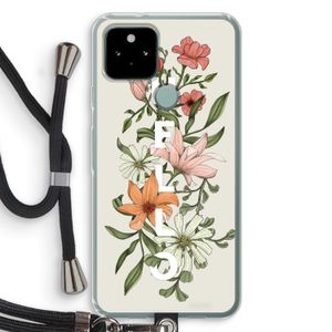 Hello bloemen: Pixel 5 Transparant Hoesje met koord