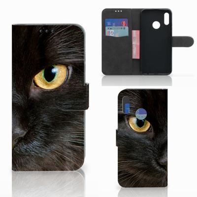 Honor 10 Lite | Telefoonhoesje | Met pasjeshouder | Zwarte Kat