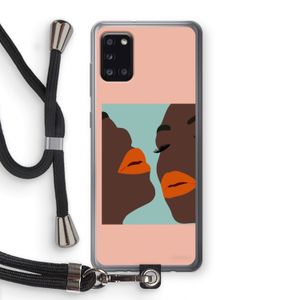 Orange lips: Samsung Galaxy A31 Transparant Hoesje met koord