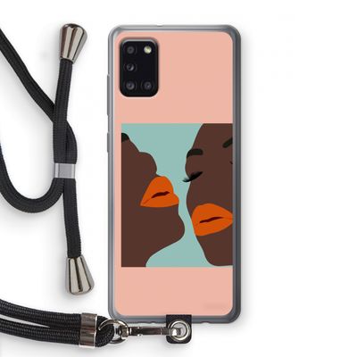 Orange lips: Samsung Galaxy A31 Transparant Hoesje met koord