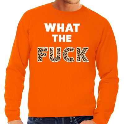 What the Fuck tijgerpint tekst sweater oranje voor heren What the Fuck tijgerpint tekst sweater oranje voor heren
