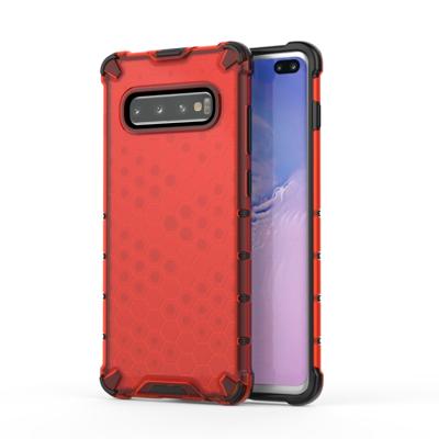 Honingraat schokbestendig PC + TPU Case voor Galaxy S10 PLUS (rood)