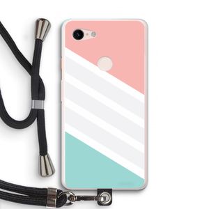 Strepen pastel: Pixel 3 XL Transparant Hoesje met koord