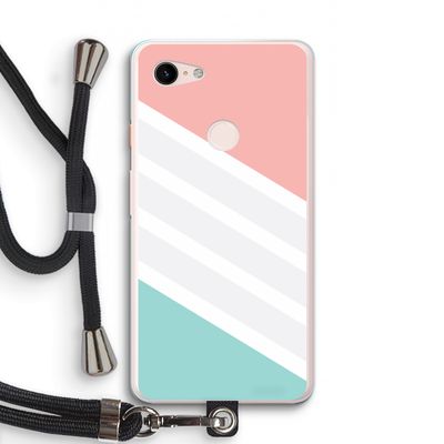 Strepen pastel: Pixel 3 XL Transparant Hoesje met koord