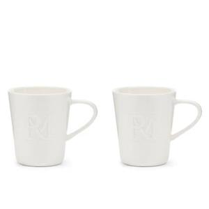 Riviera Maison Koffiemokken, wit - Monogram - 2 stuks