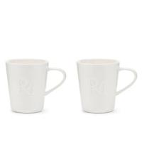 Riviera Maison Koffiemokken, wit - Monogram - 2 stuks