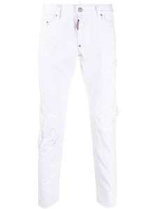 DSQUARED2 jean skinny à effet usé - Blanc