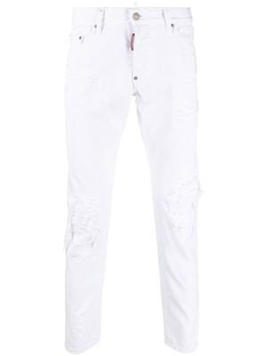 DSQUARED2 jean skinny à effet usé - Blanc