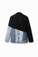 Denim blazer met twee stoffen - BLACK - 56