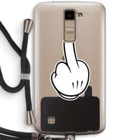 Middle finger white: LG K10 (2016) Transparant Hoesje met koord