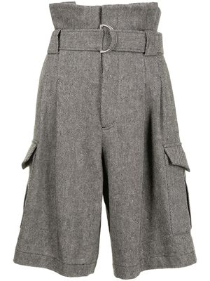 Goen.J short à taille haute ceinturée - Gris