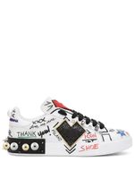Dolce & Gabbana baskets en cuir Portofino à détail de patch - Blanc Dolce & Gabbana baskets en cuir Portofino à détail de patch - Blanc
