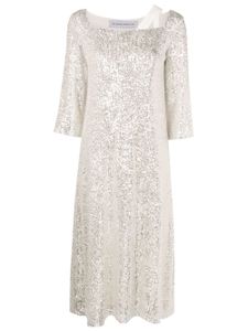 Gloria Coelho robe mi-longue brodée de sequins à encolure bateau - Argent