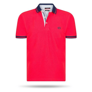 Poloshirt - Pierre Cardin - Heren Polo SS Navy Tipped Polo - Rood