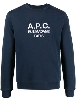 A.P.C. sweat à logo brodé - Bleu