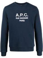 A.P.C. sweat en coton biologique à logo imprimé - Bleu - thumbnail