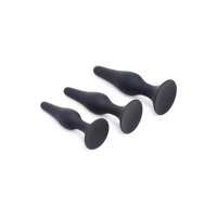 XR Brands Triple Spire - Tapered Silicone Anal Trainer Set - 3 Pieces - Black - thumbnail