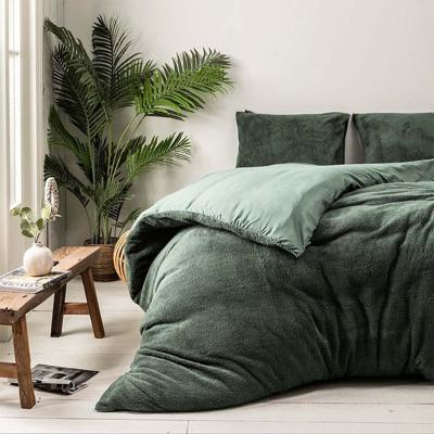 Dekbedovertrek Teddy - Groen Dekbedovertrek - Tweepersoons (200x200 Cm) - Groen Microvezel Teddy - Effen - Fresh And Co - Dekbed-Discounter.nl