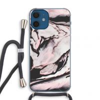 Roze stroom: iPhone 12 mini Transparant Hoesje met koord