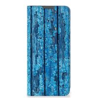 Motorola Moto G22 Book Wallet Case Wood Blue - thumbnail