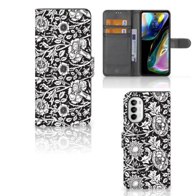 Motorola Moto G52 | Moto G82 Hoesje Black Flowers Motorola Moto G52 | Moto G82 Hoesje Black Flowers