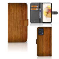 Motorola Moto G73 Book Style Case Donker Hout