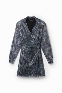 Korte wikkeljurk pailletten - BLACK - XL
