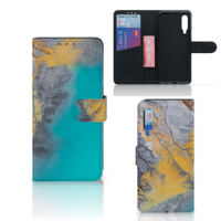 Xiaomi Mi 9 Bookcase Marble Blue Gold - thumbnail