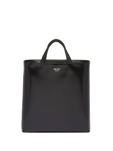 Prada sac cabas en cuir à logo imprimé - Noir