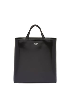 Prada sac cabas en cuir à logo imprimé - Noir
