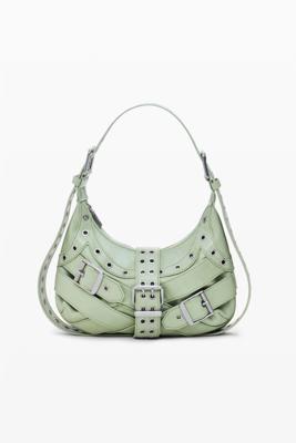 Middelgrote tas met leerlook en gespen - MATERIAL FINISHES - U