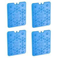 Plat groot koelelement - 4x - blauw - kunststof - 800 ml - 25 x 32 cm