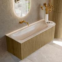 Badmeubel Mondiaz Kurve-Dlux | 125 cm | Meubelkleur Dusk | Wastafelkleur Meli | Solid surface | Wasbak linker zijde spoelbak | Zonder kraangat(en) Badmeubel Mondiaz Kurve-Dlux | 125 cm | Meubelkleur Dusk | Wastafelkleur Meli | Solid surface | Wasbak linker zijde spoelbak | Zonder kraangat(en)