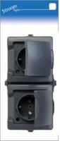 Kopp SWD opbouw stopcontact RA dubbel horizontaal antraciet - 6628240 Kopp SWD opbouw stopcontact RA dubbel horizontaal antraciet - 6628240