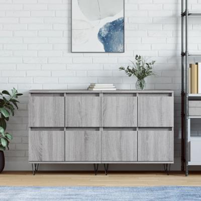 Dressoirs 2 st bewerkt hout grijs sonoma eikenkleurig